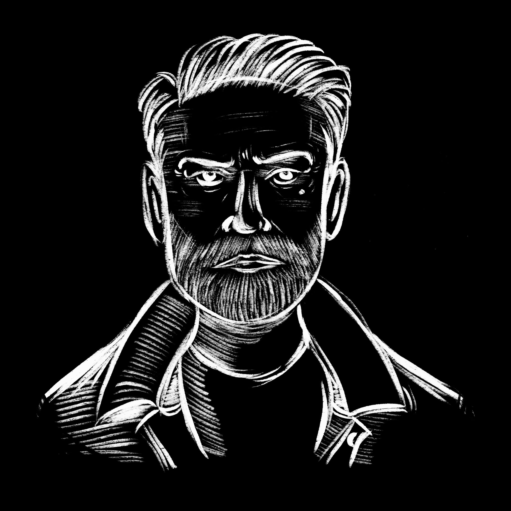 Anna Hernandez’s original chalk portrait of Ben Affleck