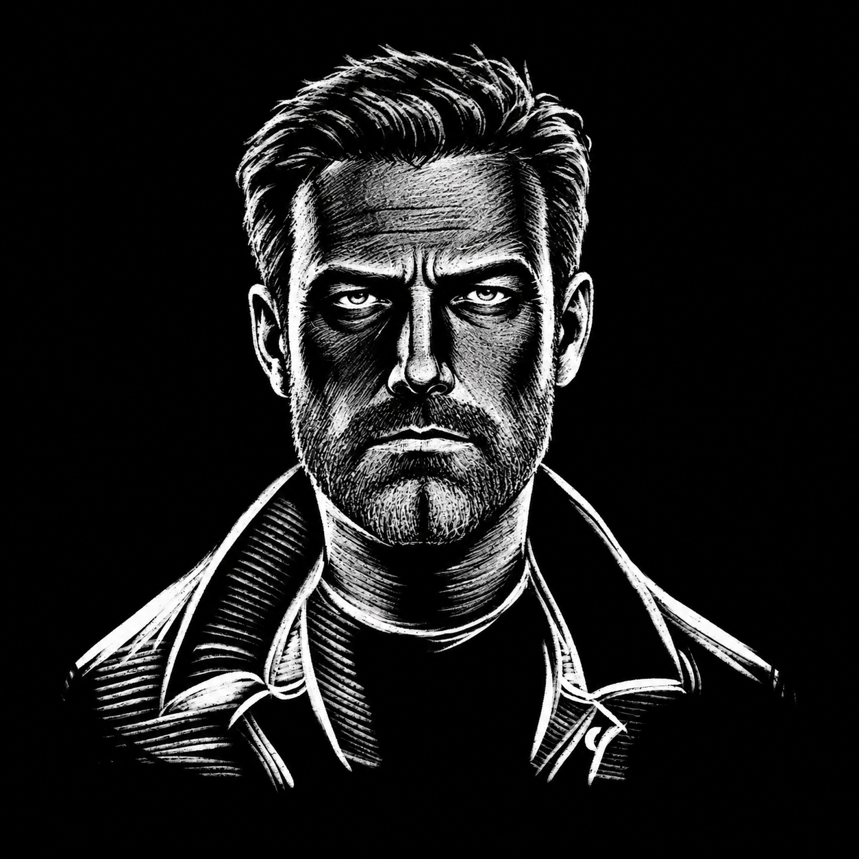 A chalk portrait of Ben Affleck
