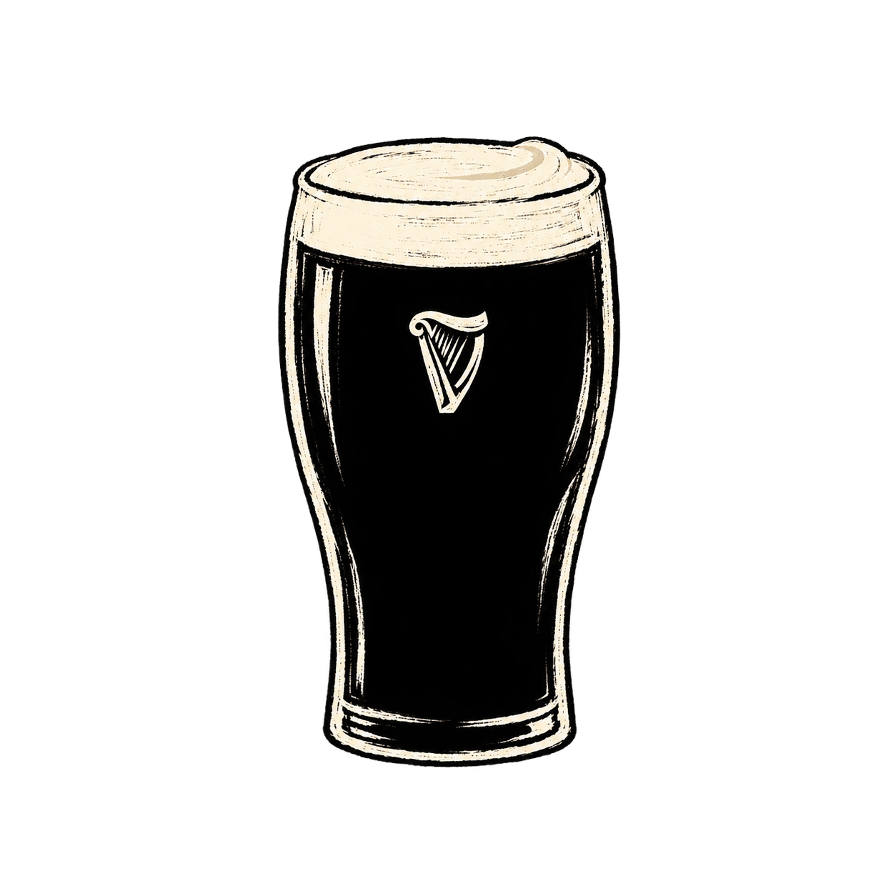 A simple chalk drawing of a pint of Guinness