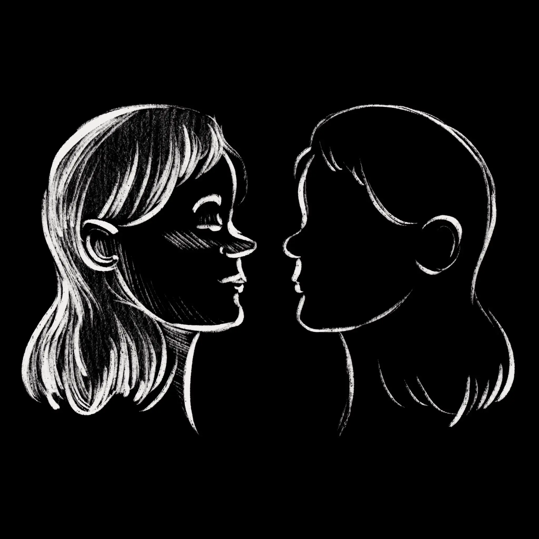 Two girls facing one another
